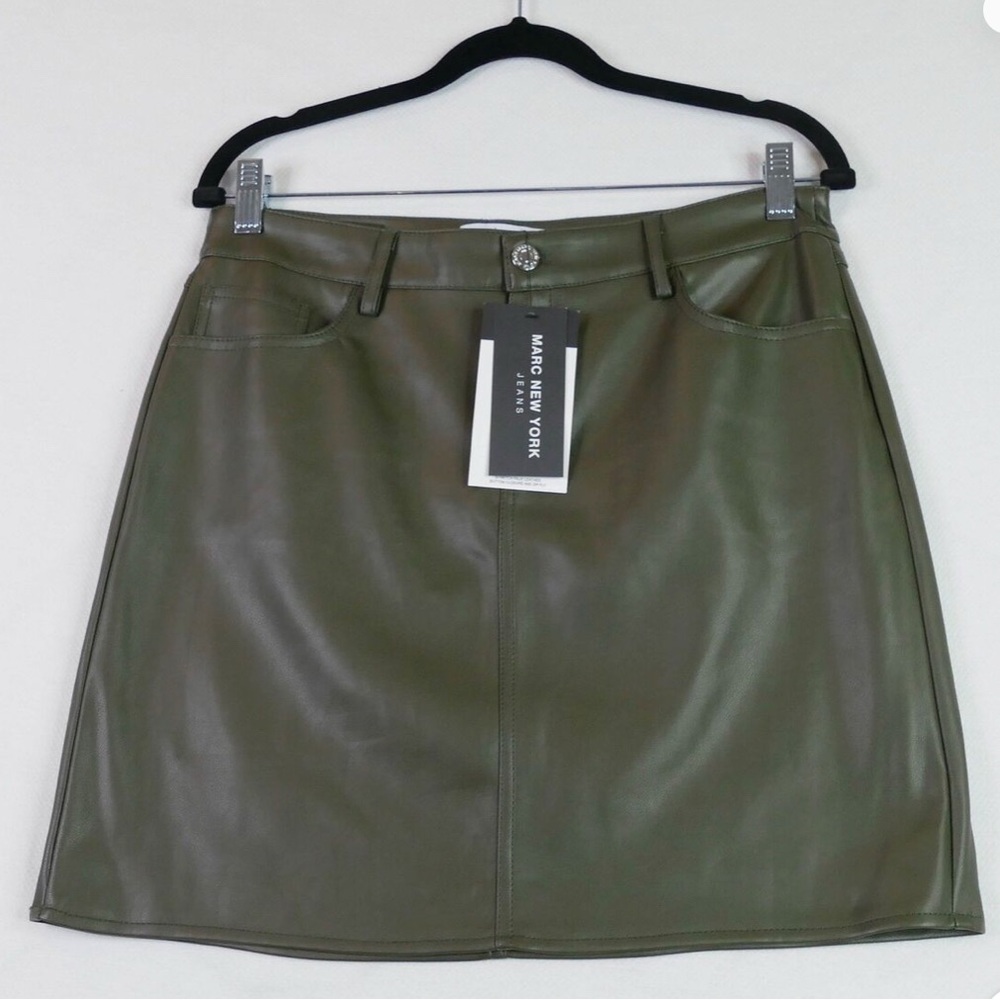 Marc New York dark green Faux Leather Mini Skirt NWT